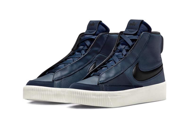 Nike Blazer Mid Victory Navy Leather High-Top Sneaker Trainer Shoes Footwear Swoosh Sail 