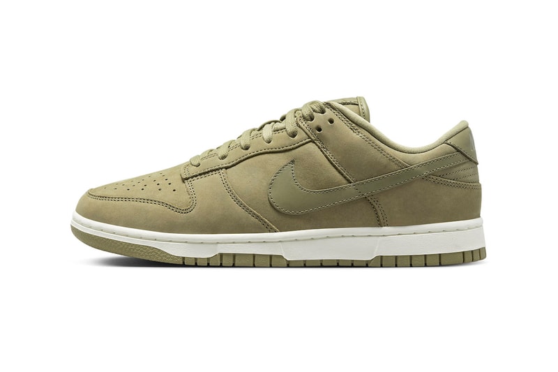 Official Images of the Nike Dunk Low Premium "Neutral Olive" DV7415-200 Release Info Neutral Olive/Neutral Olive-Sail swoosh leather low top shoes sneakers