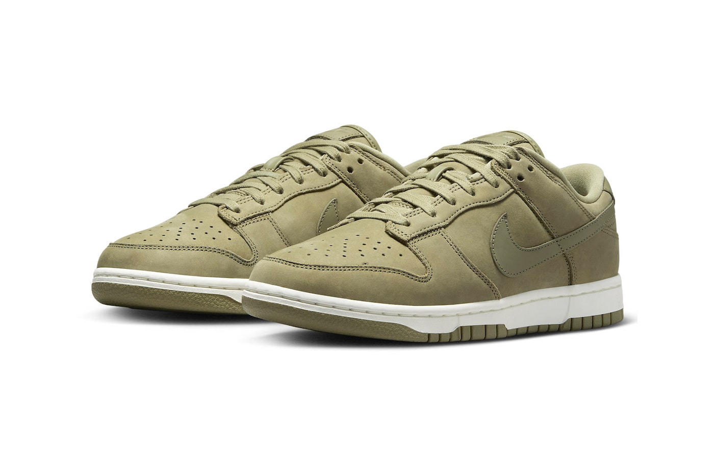 Official Images of the Nike Dunk Low Premium "Neutral Olive" DV7415-200 Release Info Neutral Olive/Neutral Olive-Sail swoosh leather low top shoes sneakers