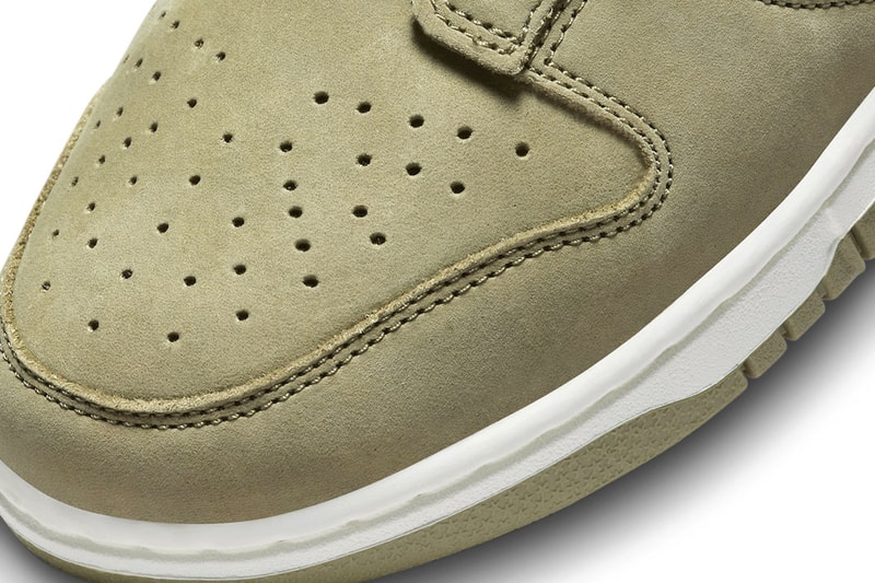 Official Images of the Nike Dunk Low Premium "Neutral Olive" DV7415-200 Release Info Neutral Olive/Neutral Olive-Sail swoosh leather low top shoes sneakers
