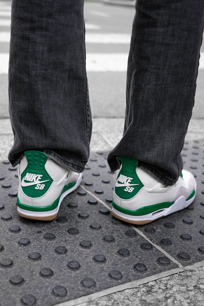 Official Look At Nike SB x Air Jordan 4 Pine Green Sail - Sneaker News