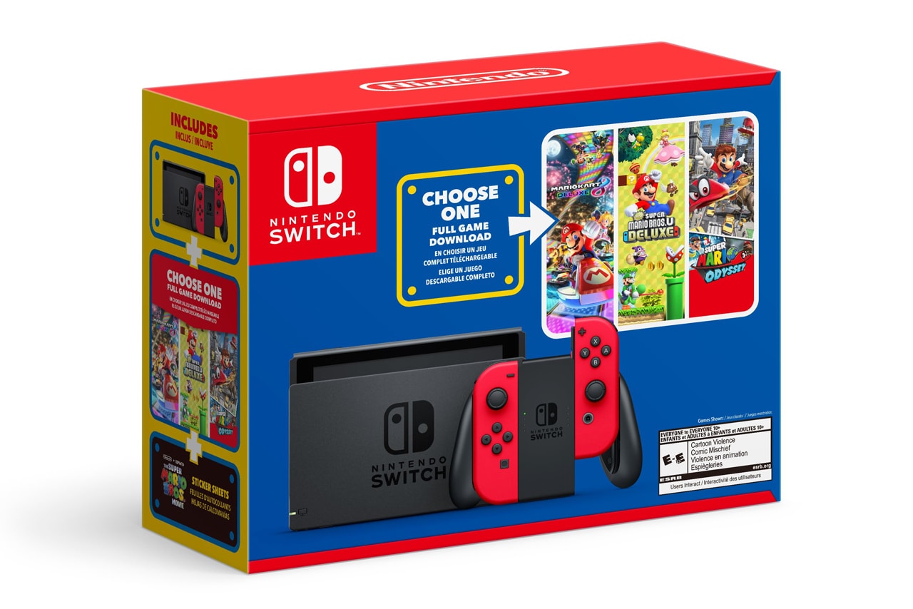 Nintendo Mario Day Switch Choose One Bundle Release Date MAR10 March 10 info store list buying guide photos price Mario Kart 8 Deluxe New Super Mario Bros. U Deluxe Super Mario Odyssey red joy-cons