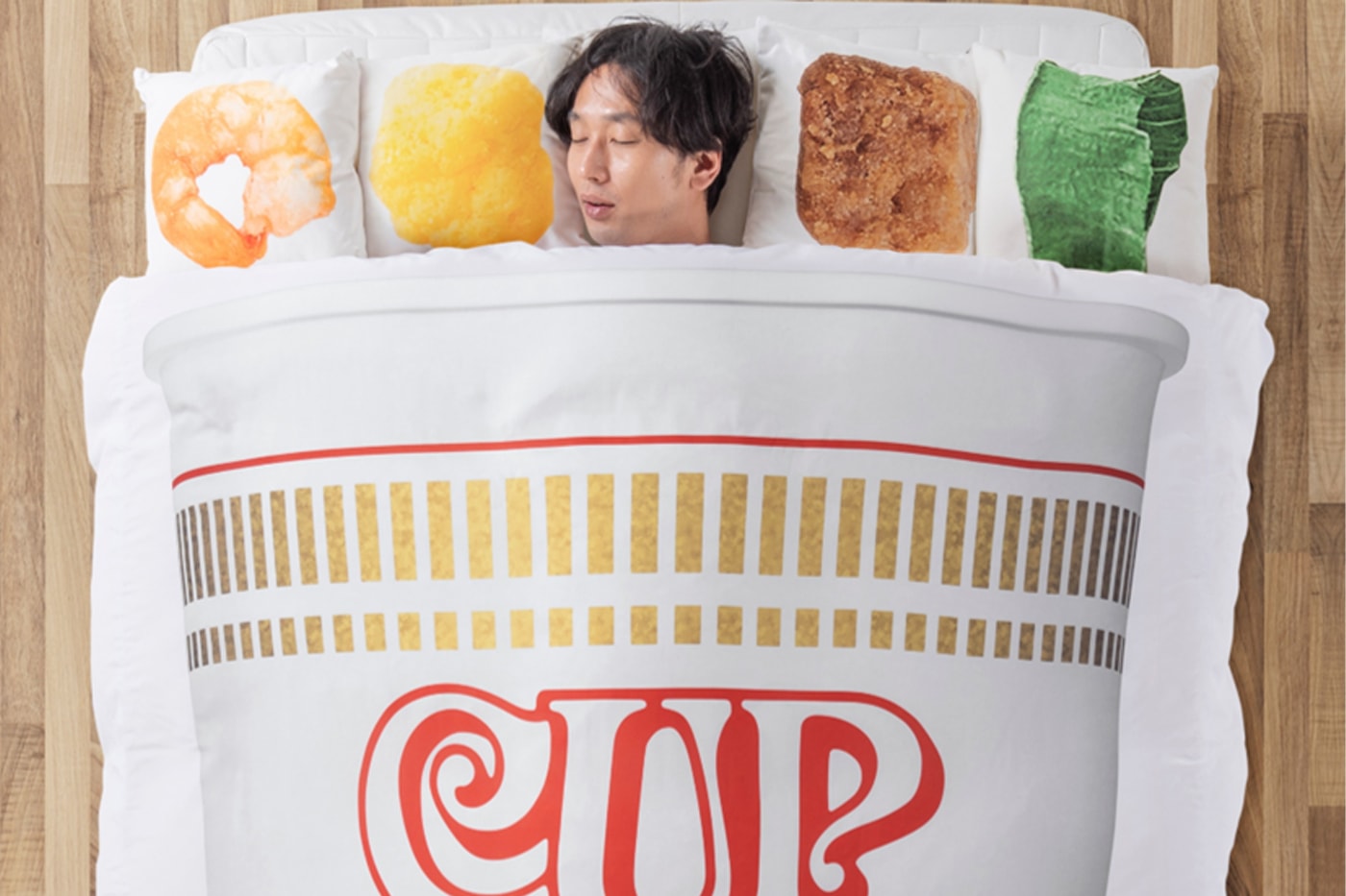 Nissin Launches a Cup Noodle Bedding Set shrimp bits lettuce puff release info price