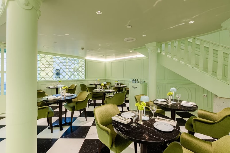 This week Prada opened a mint-green cafe at Harrods