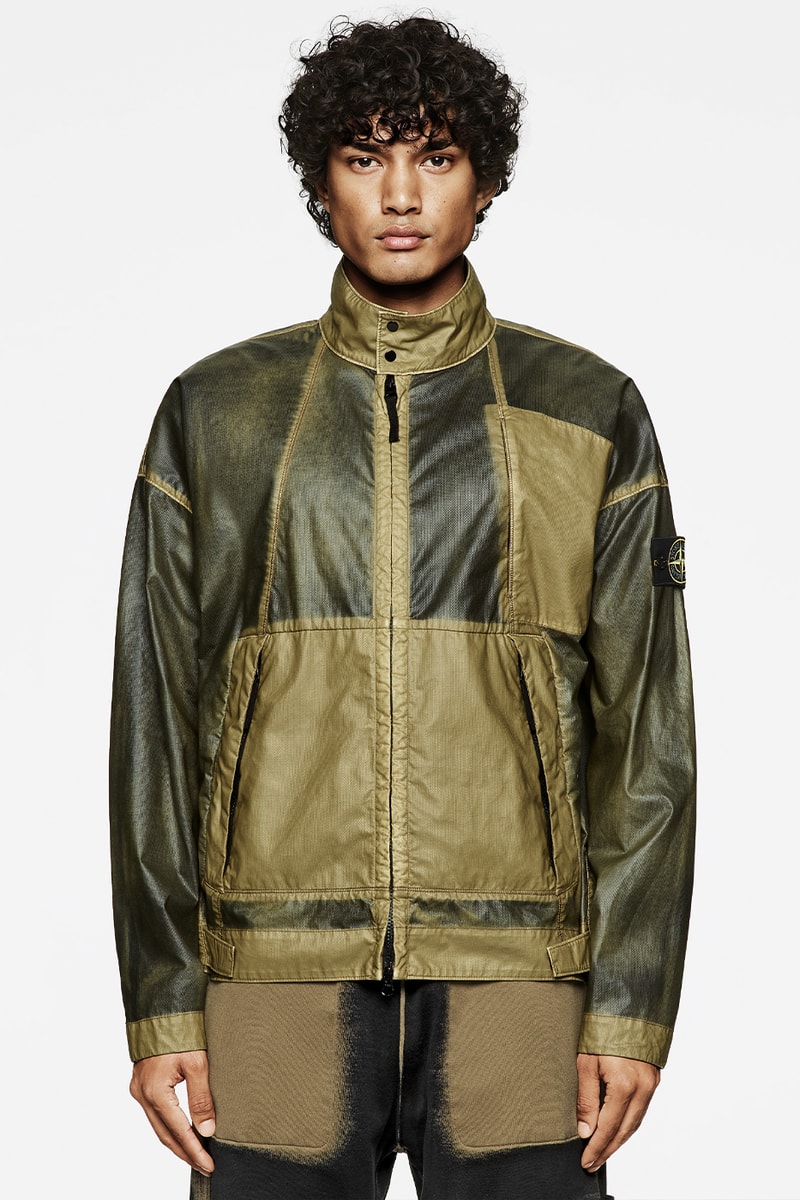 Stone Island Delivers Hand-Sprayed Garments for SS23 air brush knitwear outerwear sweatshirt t-shirt mussola gommata 