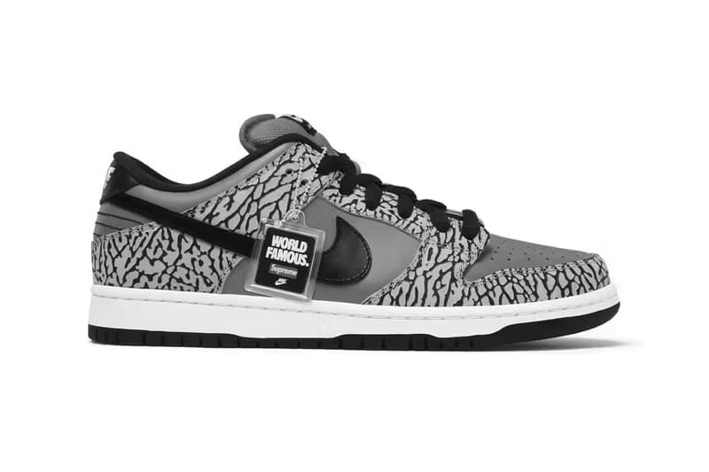 supreme nike sb dunk low high 2023 release date info photos price store list buying guide print suede Rammellzee