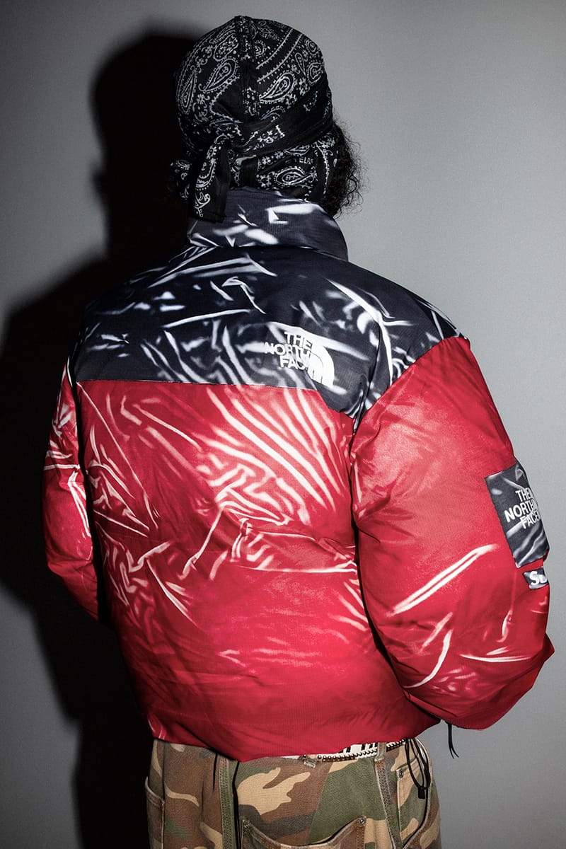 Supreme The North Face Printed Taped Seam Shell Trompe L'oeil Jacket Red