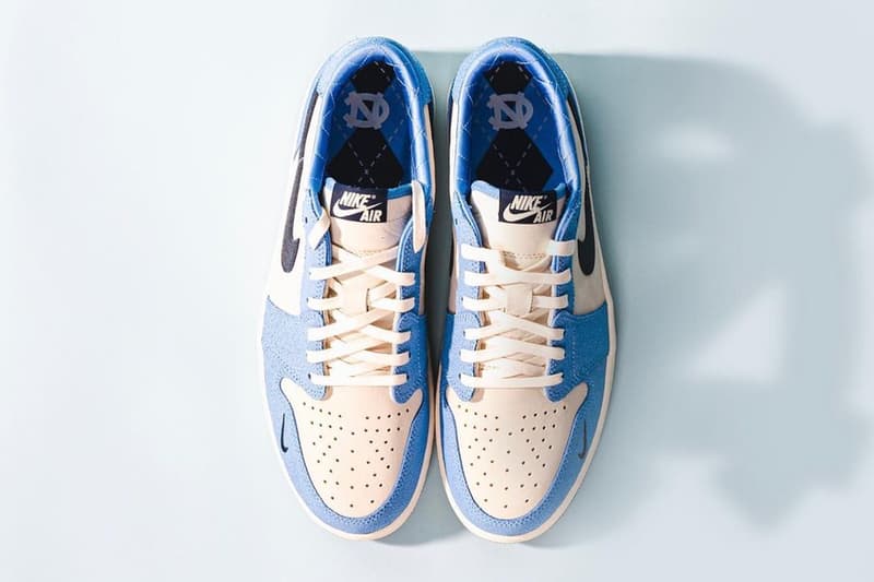 UNC Football Unveils Air Jordan 1 Low OG PE Collaboration jordan brand aj1 suede swoosh nike university of north carolina chapel hill