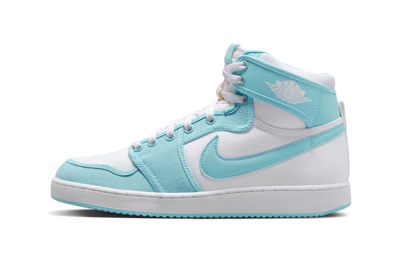 Official Look at the Air Jordan 1 KO "Bleached Aqua" DO5047-411 Bleached Aqua/White May Release Date michael jordan swoosh jordan brand high top shoes 