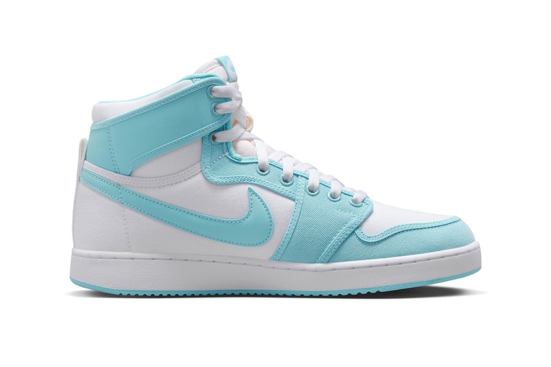 Official Look at the Air Jordan 1 KO "Bleached Aqua" DO5047-411 Bleached Aqua/White May Release Date michael jordan swoosh jordan brand high top shoes 