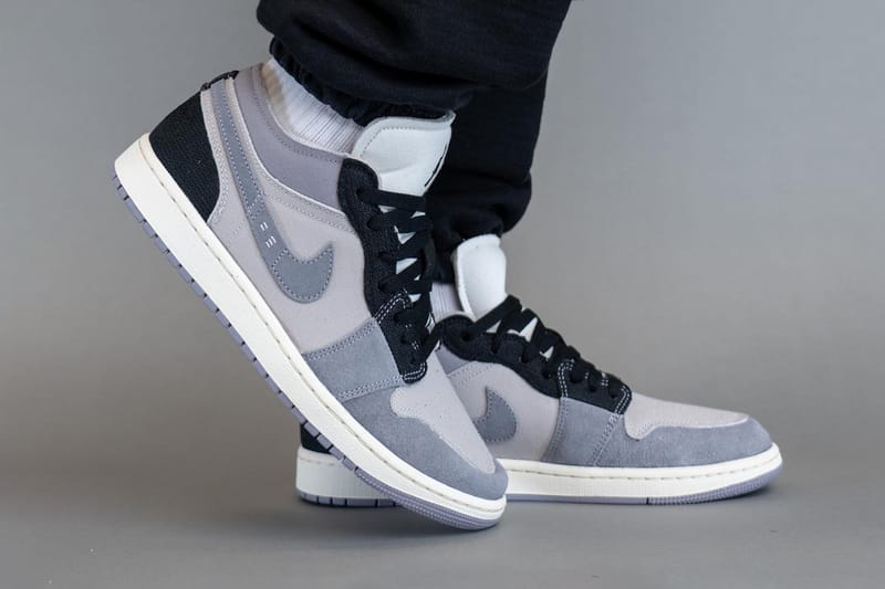 air jordan 1 light smoke grey low on feet