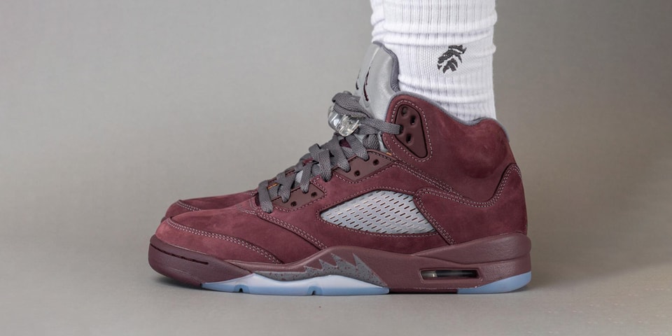 A Detailed On-Foot Look at the Air Jordan 5 "Burgundy"