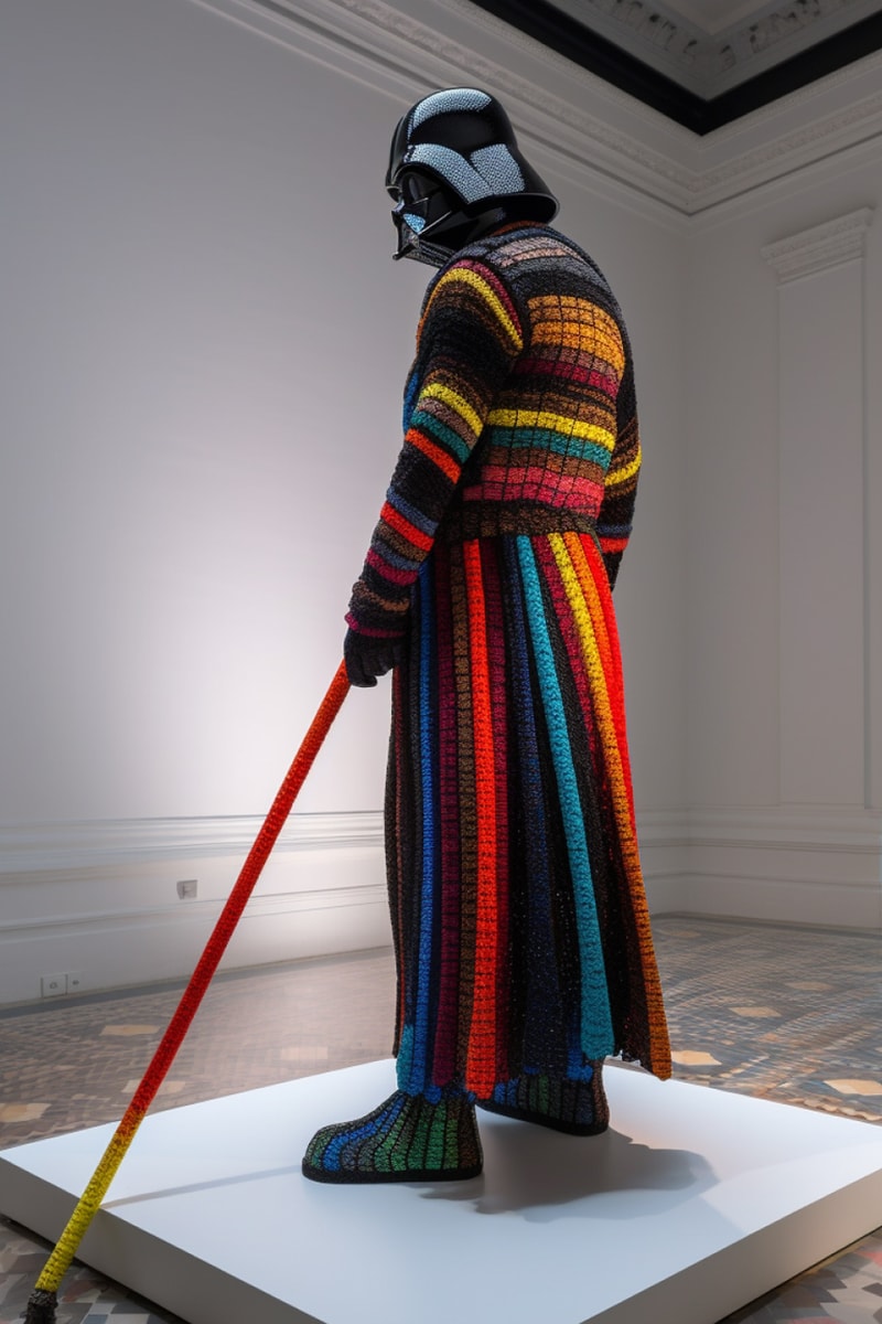 Ken Kelleher Unveils Hand Knit Darth Vader Sculptures crochet 180 cm multi color release info date price