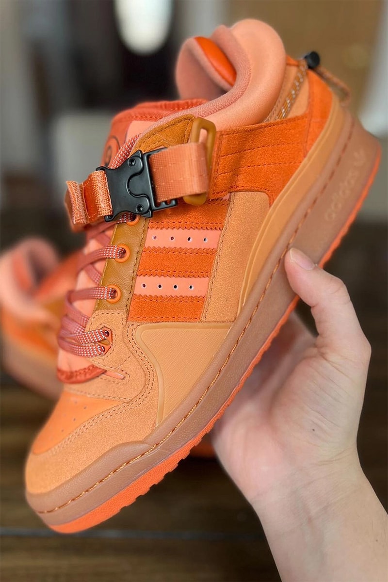 bad bunny adidas forum buckle low orange flare sample photos info