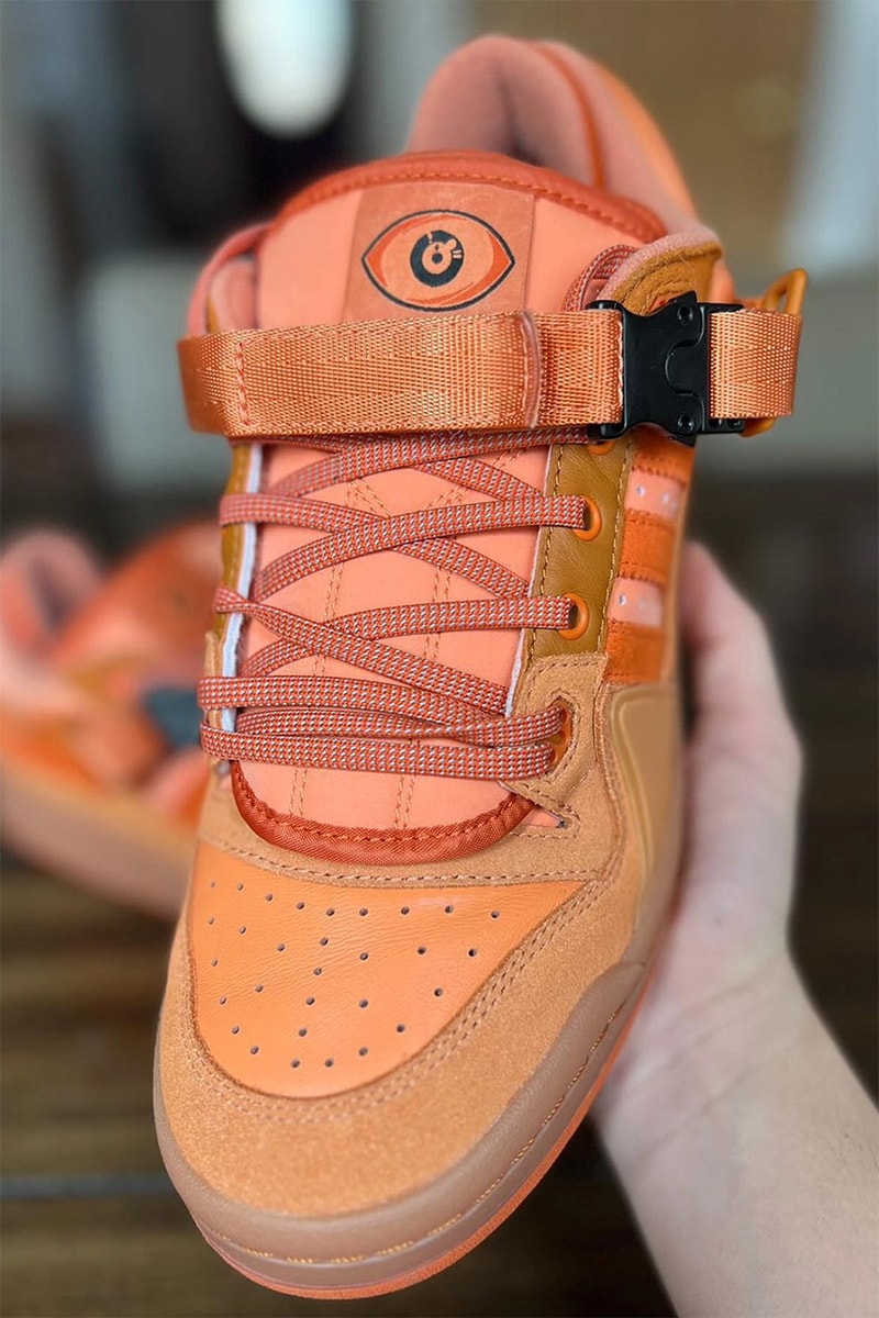 bad bunny adidas forum buckle low orange flare sample photos info