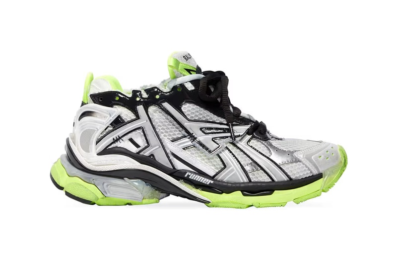 Balenciaga Runner Sneaker white black neon information details yellow denma footwear hype