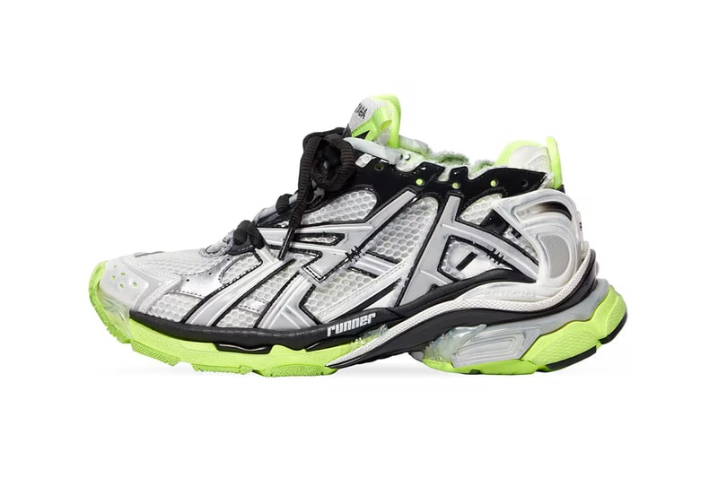 Balenciaga Runner Sneaker white black neon information details yellow denma footwear hype