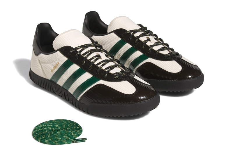 adidas Gazelle Indoor Blondey skateboarding football soccer collaboration cleats teaser info images black white green