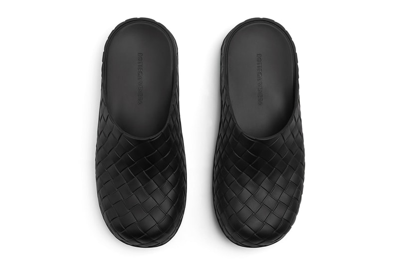 Bottega Veneta Beebee Clog Slide Intreccio Lightweight Rubber Design Black Sea Salt Matthieu Blazy Release Information Drops Footwear