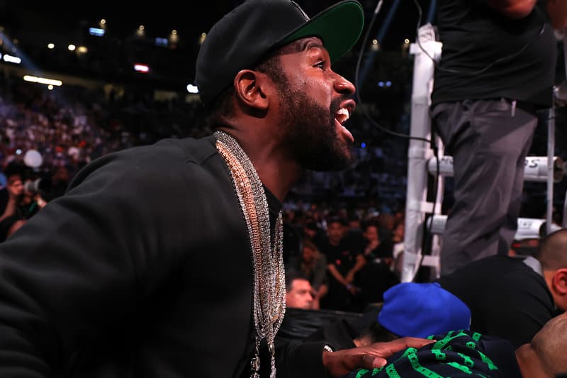 Floyd Mayweather Wore a $1 Million USD Diamond Hat at the Davis-Garcia Fight shuki diamonds gervonta davis ryan garcia the money team boxing hat jewelery