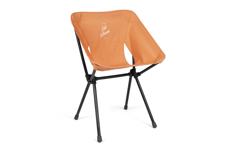 Helinox Cafe maison kitsune collaboration limited edition orange cafe chair table reversible graphic chess checkers release info date price