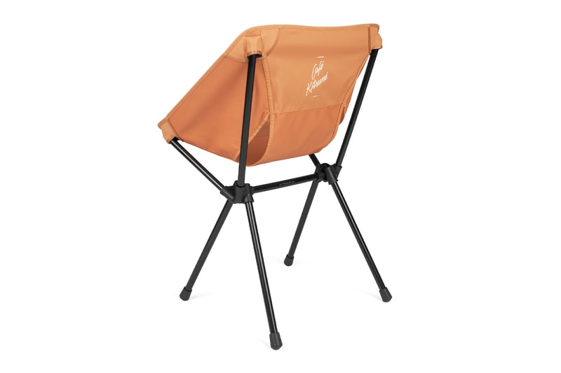 Helinox Cafe maison kitsune collaboration limited edition orange cafe chair table reversible graphic chess checkers release info date price