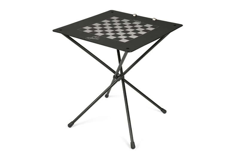 Helinox Cafe maison kitsune collaboration limited edition orange cafe chair table reversible graphic chess checkers release info date price