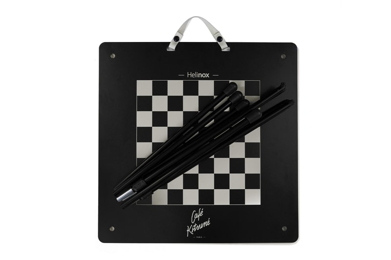 Helinox Cafe maison kitsune collaboration limited edition orange cafe chair table reversible graphic chess checkers release info date price