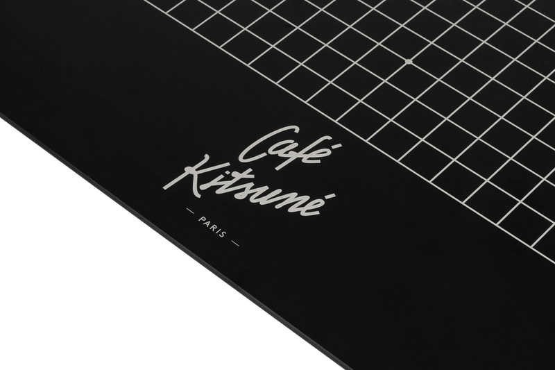 Helinox Cafe maison kitsune collaboration limited edition orange cafe chair table reversible graphic chess checkers release info date price
