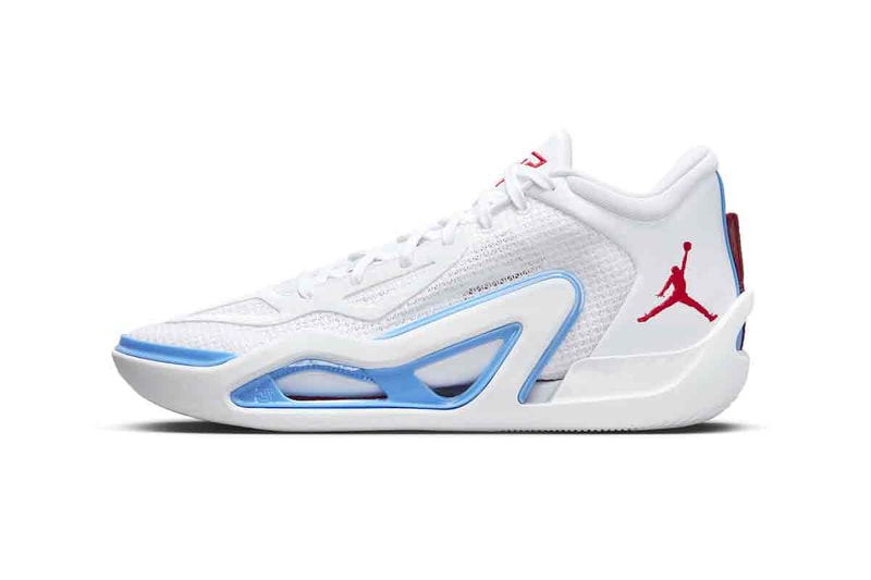 Official Look at the Jordan Tatum 1 "St. Louis" DX5573-100 jayson tatum signaure jordan brand shoe son deuce White/University Red-University Blue-University Gold michael jordan boston celtics nba basketball