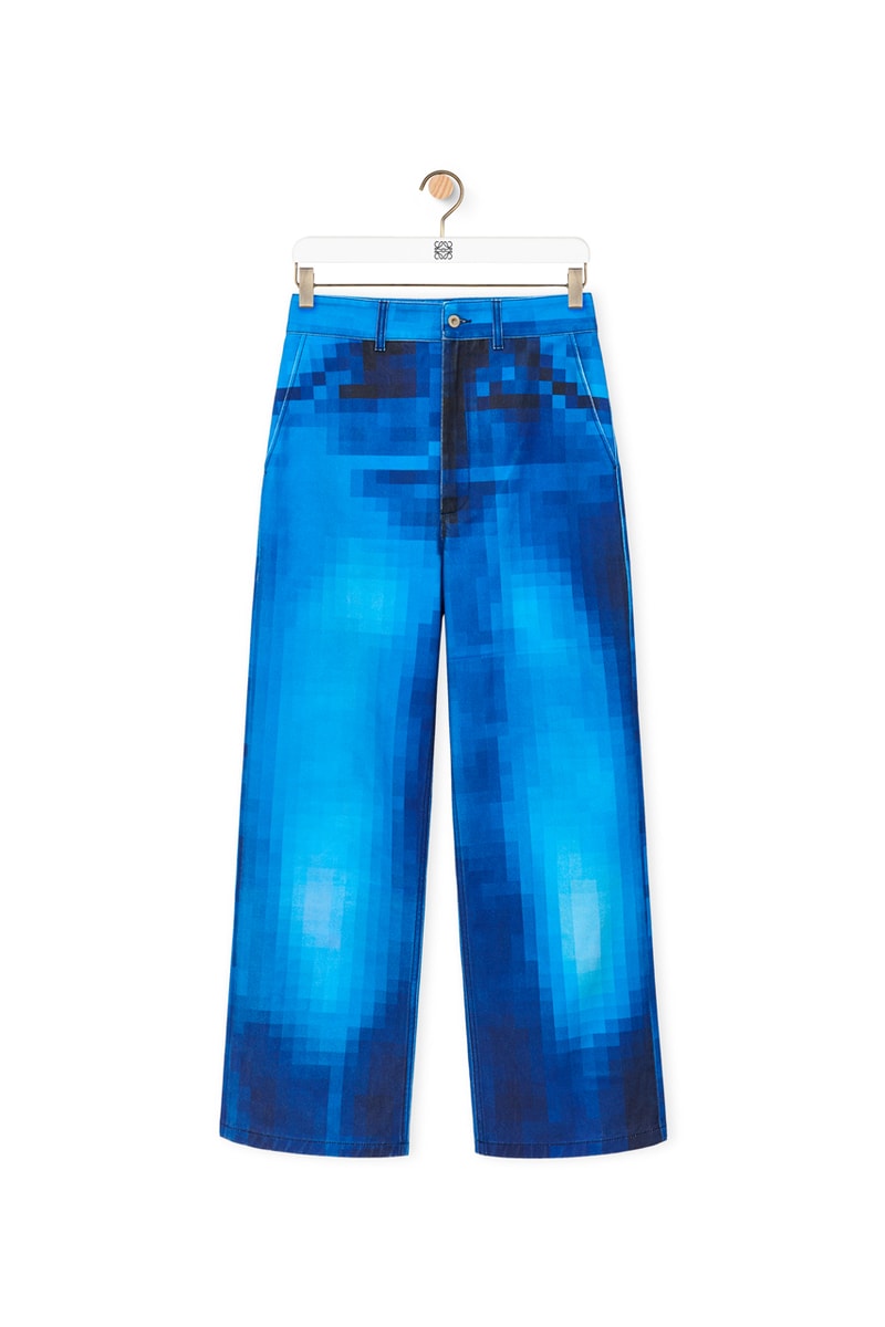 Pixelated trousers in silk Camel/Multicolor - LOEWE