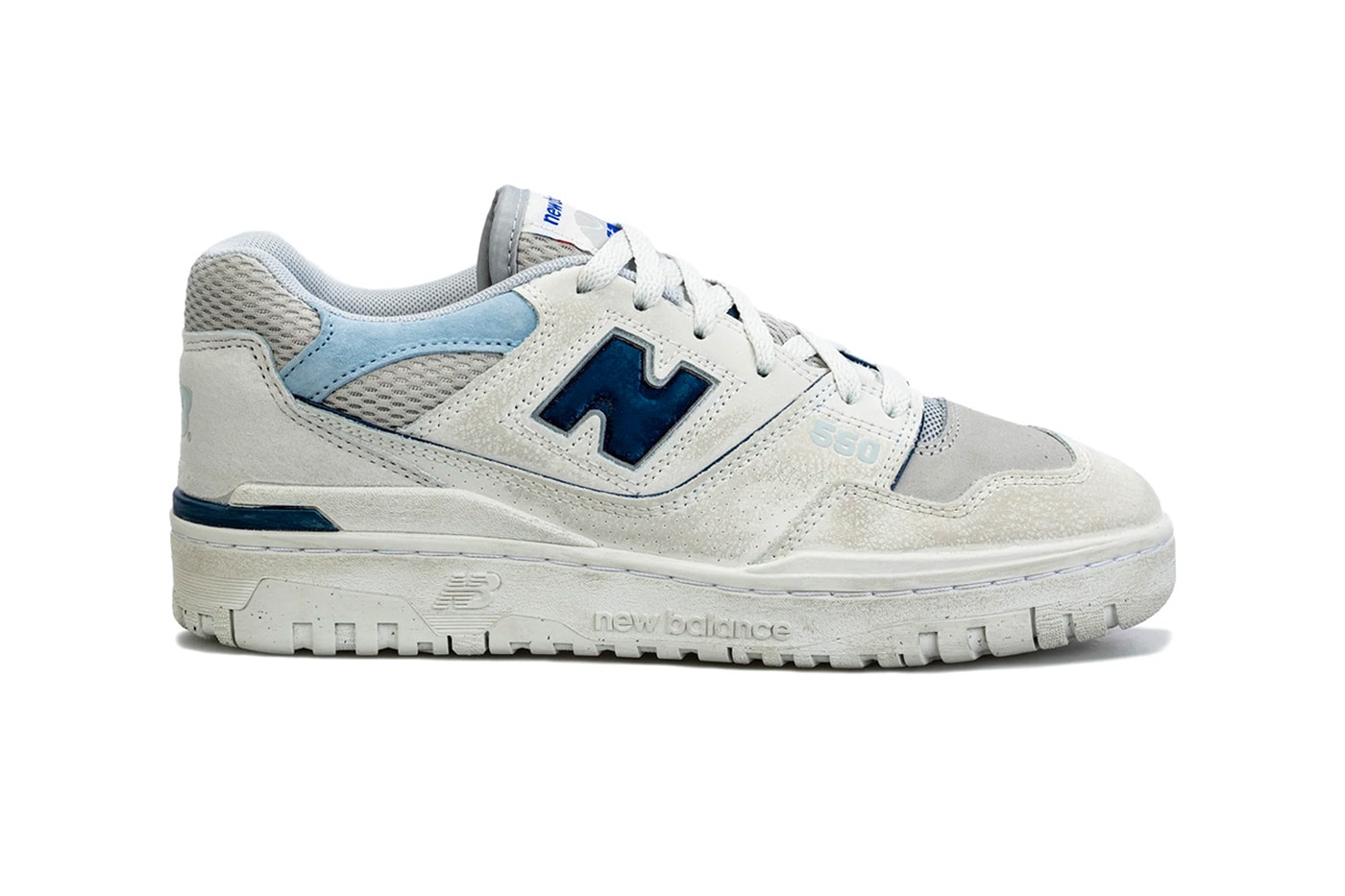 New Balance 550 Weathered White/Grey/Blue Release