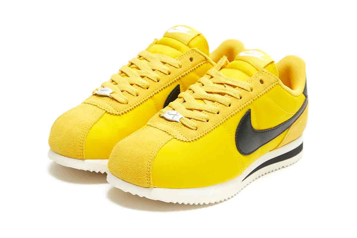 Channel Your Inner Bruce Lee With the Nike Cortez "Yellow/Black" uma thurman kung fu yellow sneakers shoes black and yellow clot nike clotez bruce lee