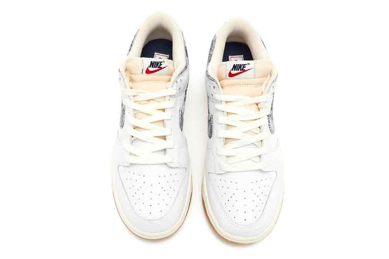 First Look at the Nike Dunk Low "Washed Denim" white sneakers fall 2023 staple basic white shoes swoosh low top