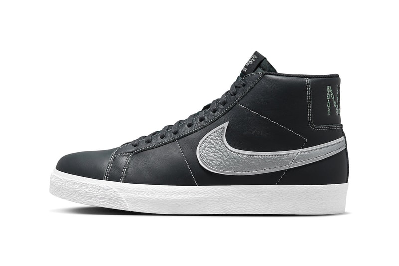 Nike SB Blazer Mid Pro Skater Mason Silva black silver white high top chain link head logo brick release info date price