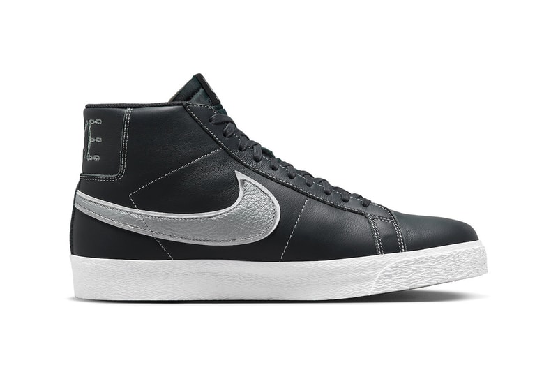 Nike SB Blazer Mid Pro Skater Mason Silva black silver white high top chain link head logo brick release info date price