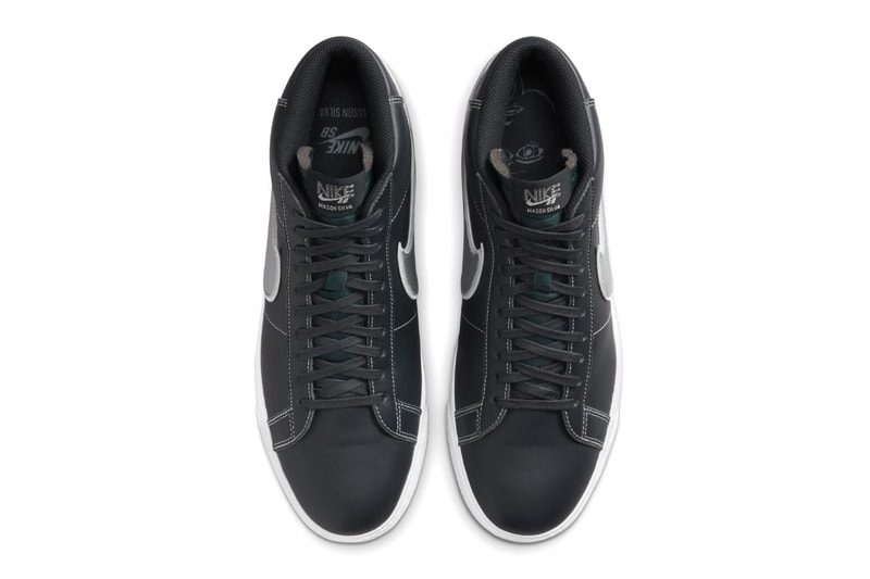 Nike SB Blazer Mid Pro Skater Mason Silva black silver white high top chain link head logo brick release info date price