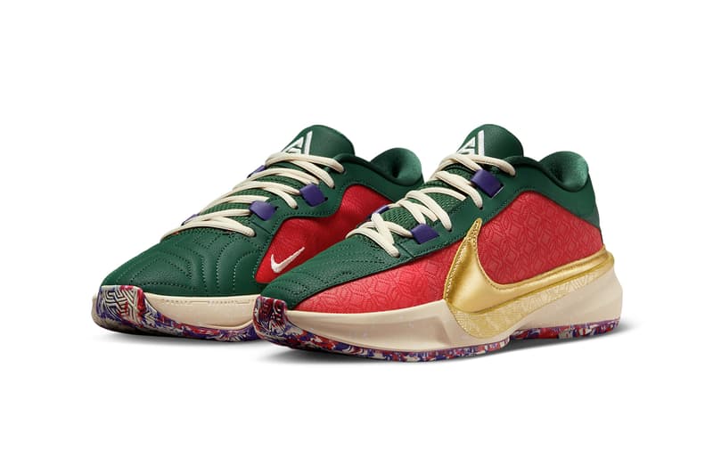 First Look at the Nike Zoom Freak 5 "Gym Red/Metallic Gold" DZ2944-600 nba basketball shoe Giannis Antetokounmpo greek freak milwaukee bucks playoffs 