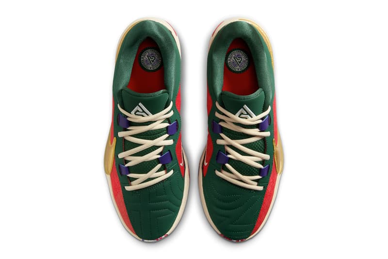 First Look at the Nike Zoom Freak 5 "Gym Red/Metallic Gold" DZ2944-600 nba basketball shoe Giannis Antetokounmpo greek freak milwaukee bucks playoffs 