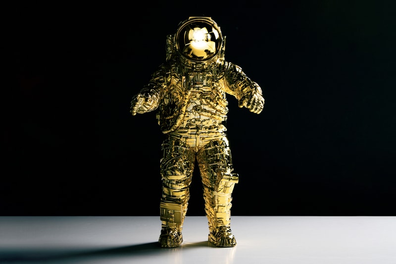 Pharrell's Billionaire Boys Club Unveils Limited Edition Astronaut Sculpture by Michael Kagan gold chrome colorways