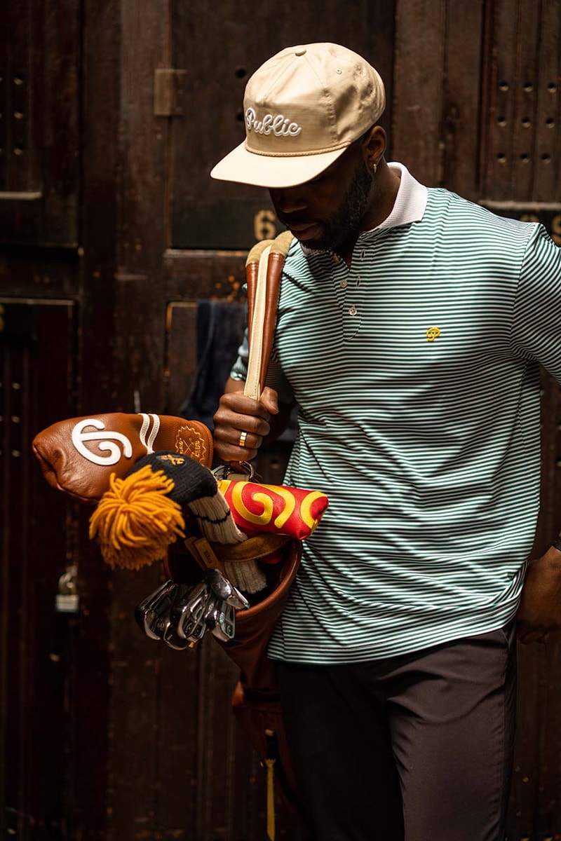 public drip golf ss23 collection fashion apparel style polo shirt pants sweater hat cardigan 
