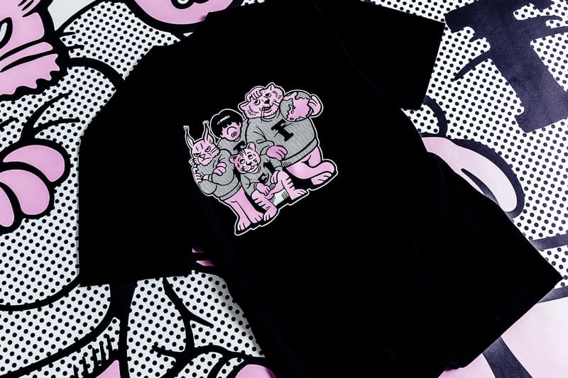 Reigning Champ Teams Up with Face Oka for Earth Day Collection pink cat graphic tee nalgene bottle release info date price