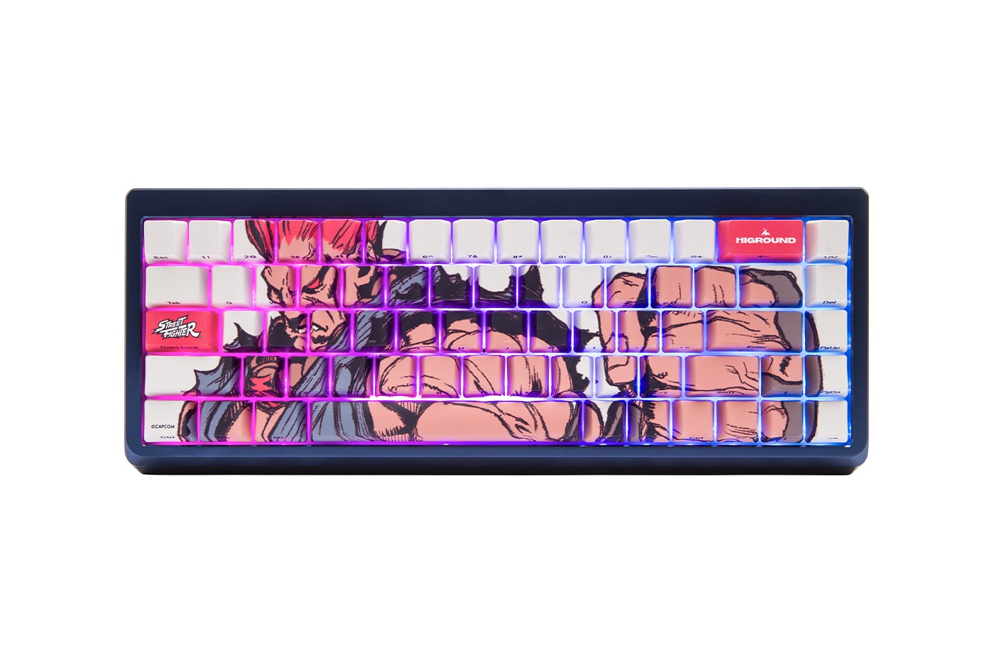 Higround Street Fighter basecamp 65 keyboard keycaps mouspad jellybag apparel Collaboration fighting game april 19 