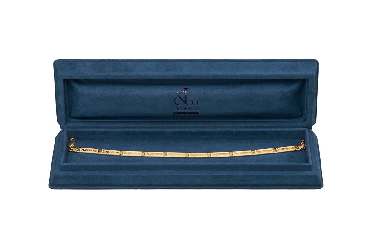 Supreme Jacob & Co. Engraved Link Bracelet SS23 Release Info Date Buy Price 14K Gold Sterling Silver