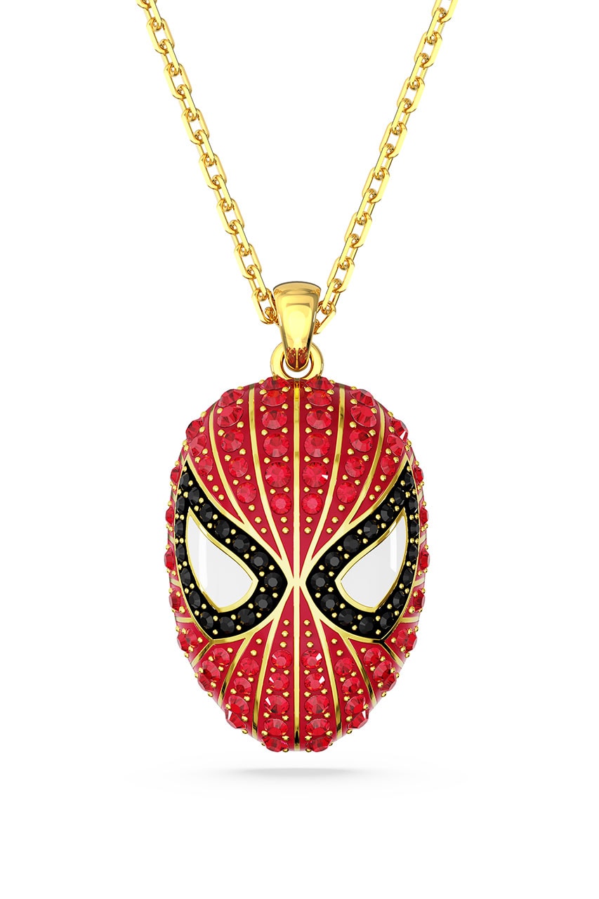 Swarovski marvel collaboration jewelry collection black panther spider man hulk pendant necklace bracelet figurine release info date price