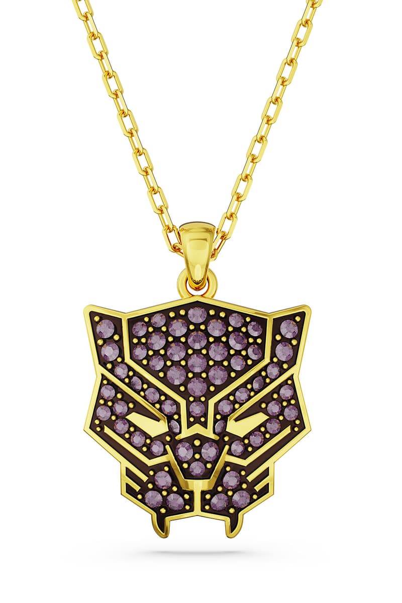 Swarovski marvel collaboration jewelry collection black panther spider man hulk pendant necklace bracelet figurine release info date price