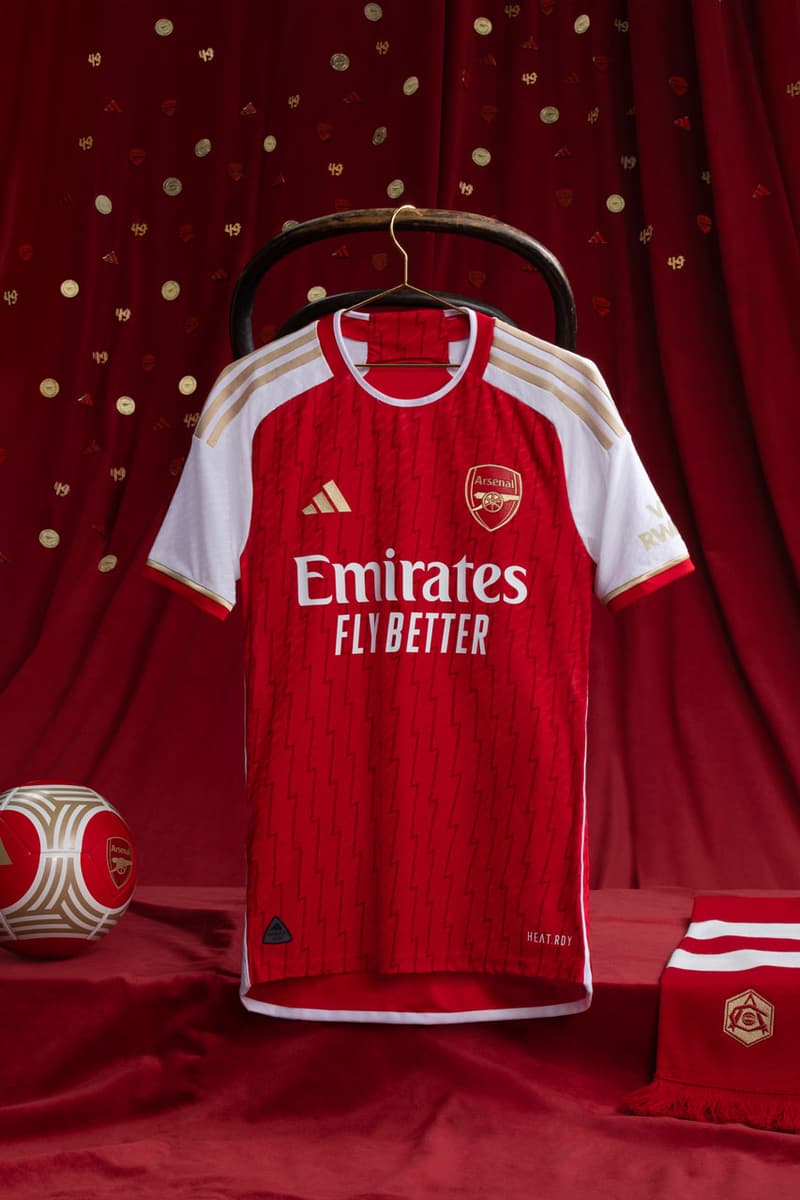 Arsenal adidas 2023/24 Home Jersey Football Soccer Premier League Sports Gabriel Jesus Martinelli Three Stripe 