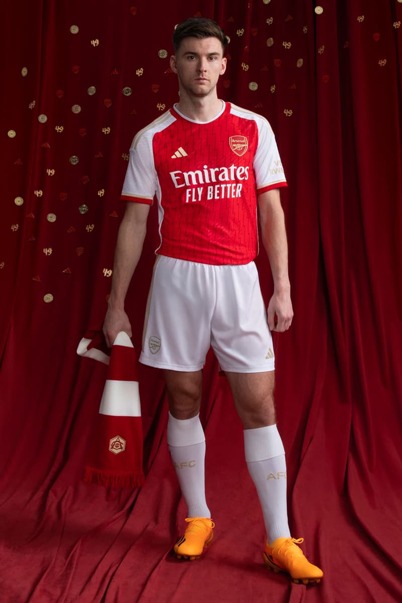 Arsenal adidas 2023/24 Home Jersey Football Soccer Premier League Sports Gabriel Jesus Martinelli Three Stripe 