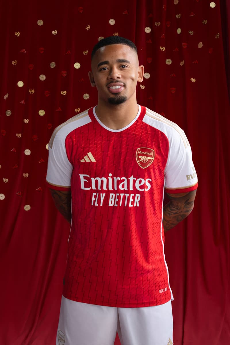 Arsenal adidas 2023/24 Home Jersey Football Soccer Premier League Sports Gabriel Jesus Martinelli Three Stripe 