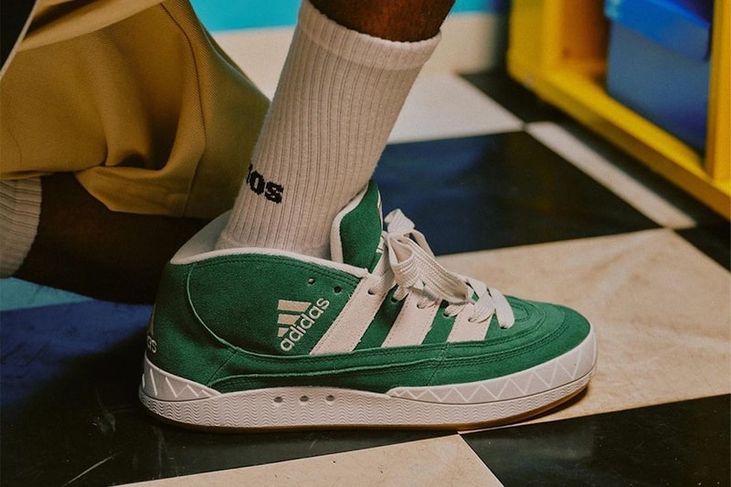 atmos adidas Adimatic Mid Collegiate Green IE0022 release information details date collaboration sneakers footwear hype Campus Supreme Sole